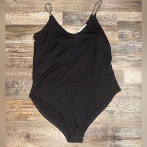 Gaze Black Spaghetti Strap Bodysuit Size M
